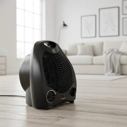 Elektrické kúrenie s ventilátorom a bezpečnostným spínačom, čierna