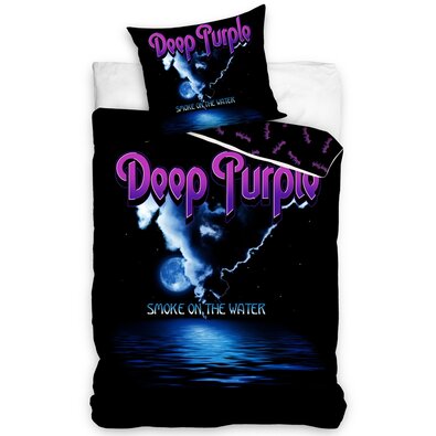 Lenjerie de pat din bumbac Deep Purple Smoke onthe water, 140 x 200 cm, 70 x 90 cm