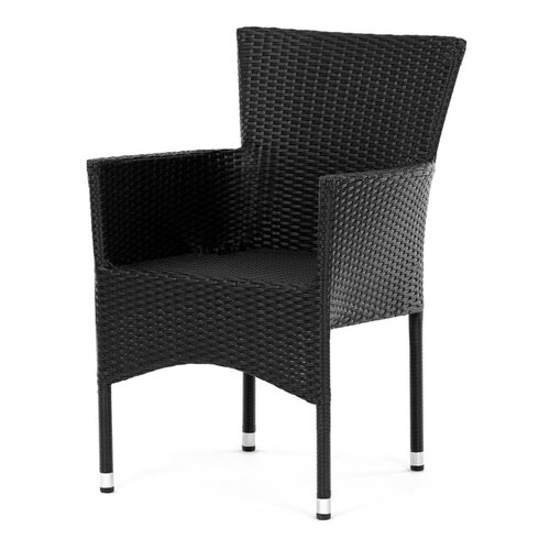 Autronic Krzesło ogrodowe, metal, polyratan,czarne, AZC-S2117 BK