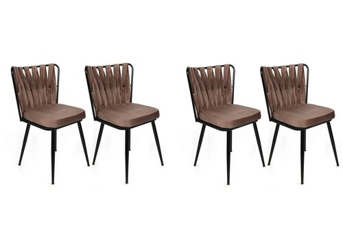 Set de scaune de sufragerie Kusakli Light Brownand Black, 4 buc.