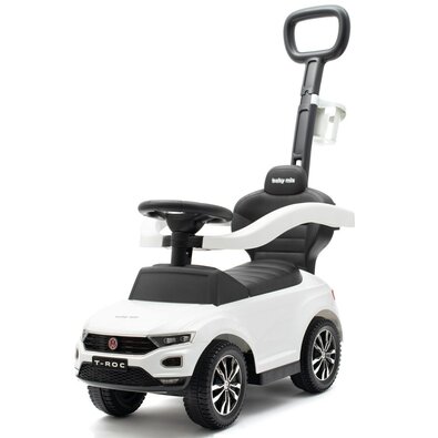 Mașinuță Baby Mix Volkswagen T-ROC pentru copii cu bară de ghidare, alb