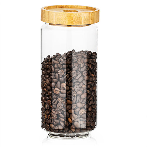 4Home Steklena posoda za živila z pokrovom BambooStyle, 1000 ml
