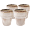 Set de 4 căni din ceramică Rustik 100 ml, bej