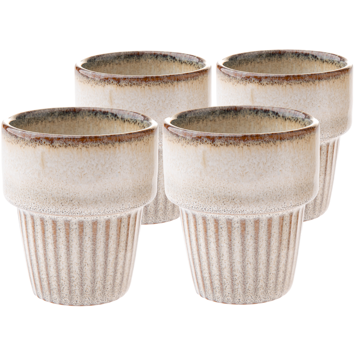Zestaw 4 ceramicznych kubków Rustik 100 ml, beżowe