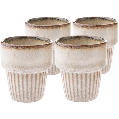 Zestaw 4 kubków ceramicznych Rustik 100 ml, beżowy
