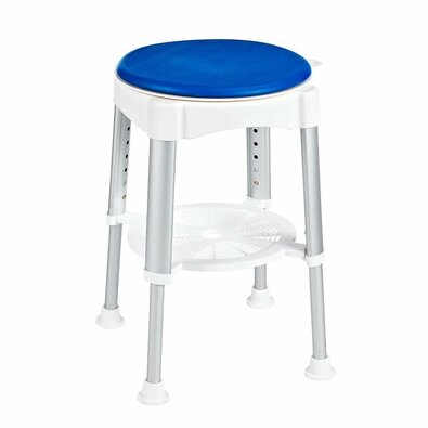 SAPHO A0050401 Handicap-Drehhocker, höhenverstellbar, Weiß/Blau