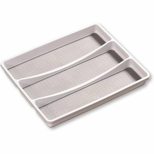 Kesper 30094 Cutie din plastic pentru tacâmuri, 3compartimente, albă, 40,5 x 32,5 x 4,5 cm