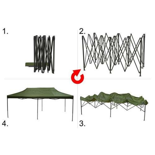 Cort pentru petreceri Cattara 13339 cu construcțiepliabilă, impermeabil, verde, 3 x 6 m