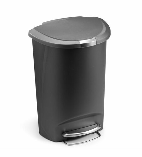 Levně Pedálový odpadkový koš Simplehuman – 50 l, půlkulatý, plast, šedý