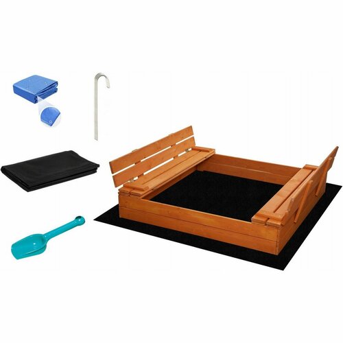 Ladă de nisip Sand Tropic din lemn cu bănci, 100 x 100 cm, impregnat