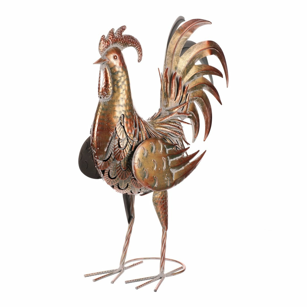 Metalowa dekoracja ogrodowa Kogut miedziany, 39 x16 x 53 cm