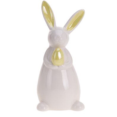 Wielkanocny zajączek z porcelany z jajkiem żółty, 19 cm