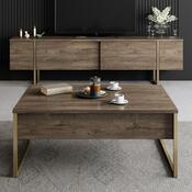 Konferenčný stolík Luxe Walnut and Gold