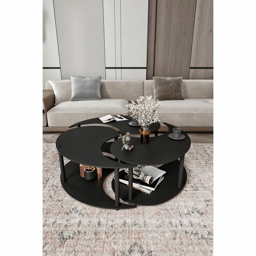 Yin Yang Black dohányzóasztal szett, 3 db