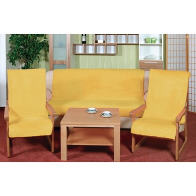 Narzuty na kanapę i fotele Korall micro żółty, 150 x 200 cm, 2 szt. 65 x 150 cm