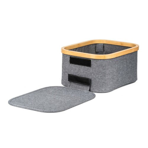 Úložný box G21 24 x 30 x 15 cm, bambusový s vekom, sivý