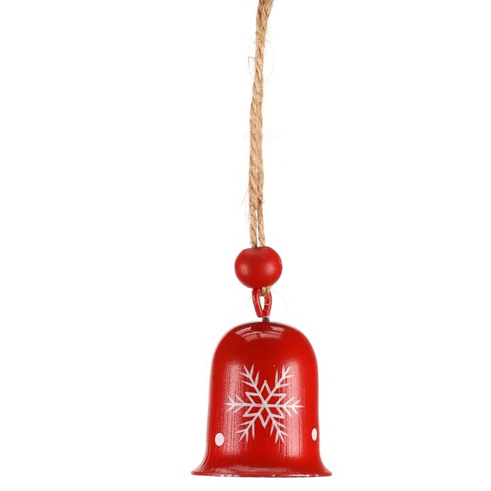 Sada závěsných vánočních zvonečků, 4 ks, červená