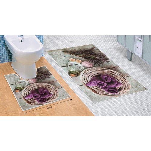 Komplet kopalni predpražnikov Lavanda 3D, 60 x 100cm, 50 x 60 cm