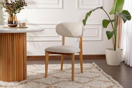 Set de scaune de sufragerie Lionte White and LightOak, 2 buc.