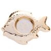 Suport de lumânări de Crăciun din ceramică  Fish auriu, 11 x 2 x 8,5 cm