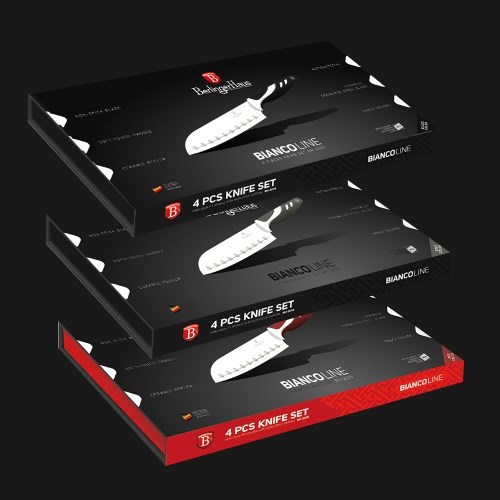 Set de cuţite Berlinger Haus, 3 piese, santoku, curacletă Bianco