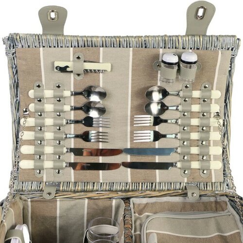 Picknickkorb für 4 Personen Brown, 46 x 31 x 21 cm