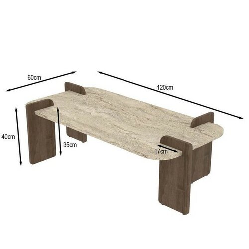 Konferenční stolek Asha Grand - Travertine, Walnut