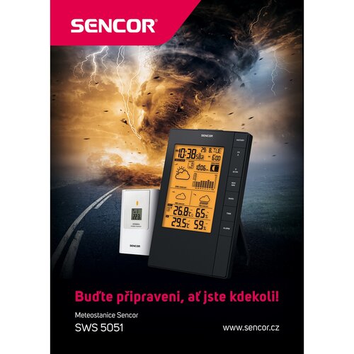 Sencor SWS 5051 Meteostanica s bezdrôtovým senzorom, čierna