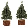 Decorațiune de Crăciun Copac pe butuc, 19 cm, SETDE 2 BUCĂȚI