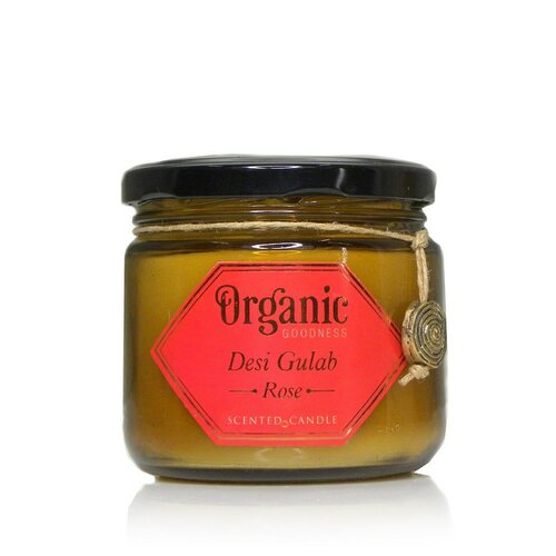 Organska sveča Desi Gulab - Rose 200 g vjantarovem steklu