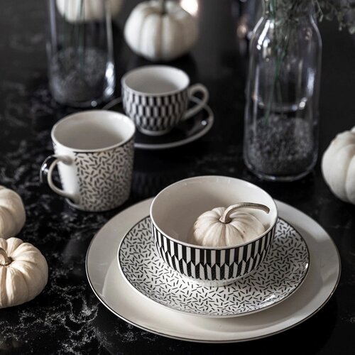 Florina porcelanska skodelica Black AvenueAstoria, 400 ml, črno-bela