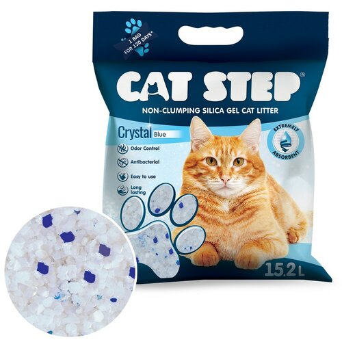 Cat Step Silikagelové stelivo za mačke CrystalBlue 6,68 kg, 15,2 l