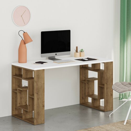 Pracovný stôl Maze White and Dark Oak