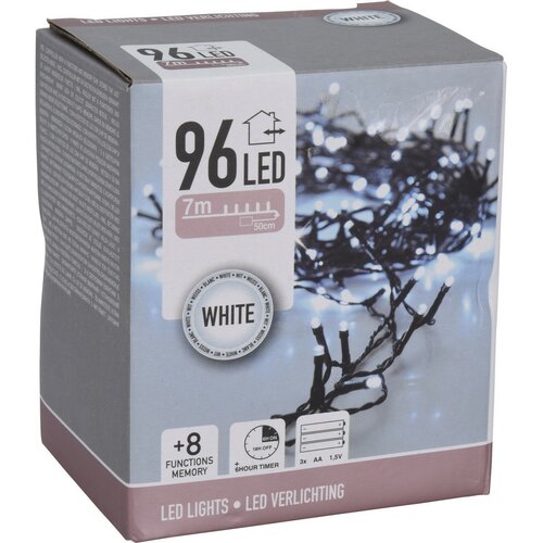 Lampki na choinkę, białe, 96 LED