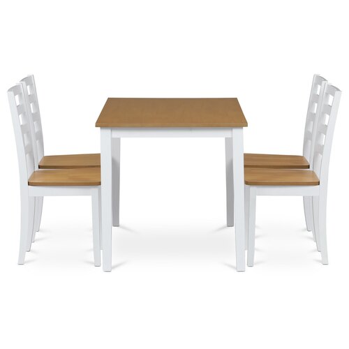 Zestaw jadalniany z litego drewna, 5 szt., dąb, biały