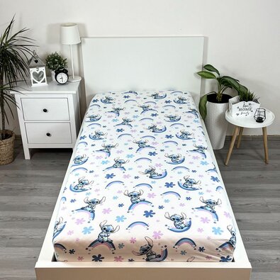 Jerry Fabrics Bavlnené prestieradlo Lilo and Stitch "Rainbow", 90 x 200 cm
