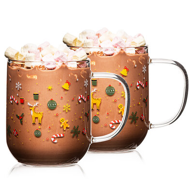 4Home Kubek szklany Hot&Cool Christmas time 350 ml, 2 szt.