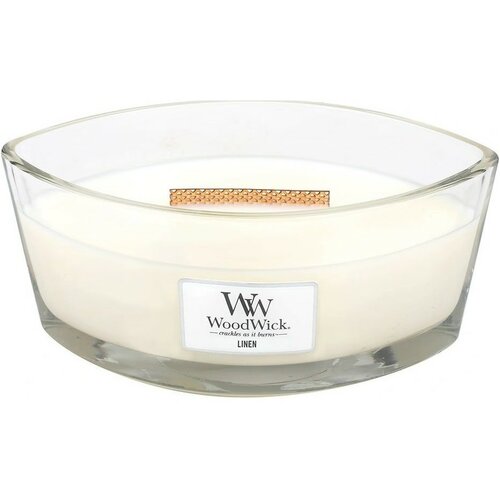 Woodwick Vonná svíčka loď Linen, 453 g
