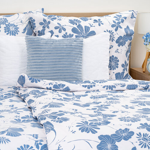 Lenjerie de pat din bumbac 4Home Blue Meadow, 140 x 220 cm, 70 x 90 cm