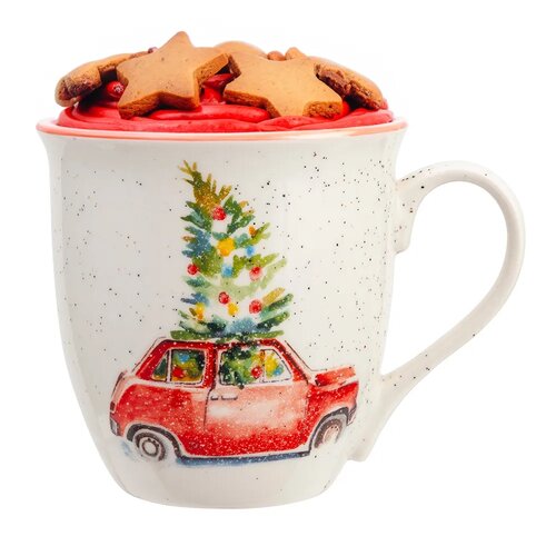 Altom Porzellantasse Christmas car, 630 ml, rot