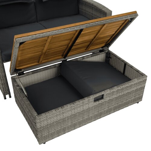 Ogrodowa sofa rattanowa MALORY, szara/naturalna