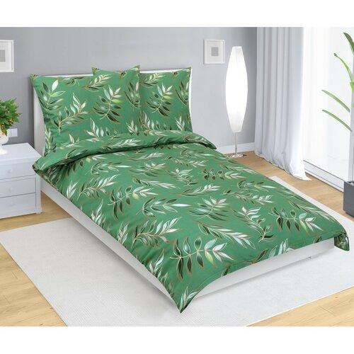 Lenjerie de pat din bumbac List verde, 140 x 200cm, 70 x 90 cm