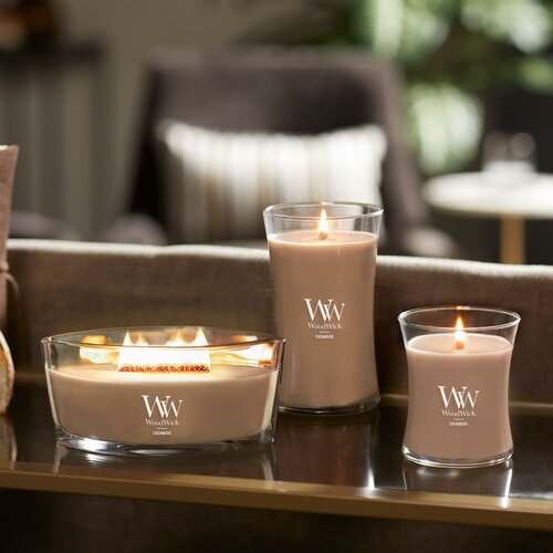 WoodWick Vonná sviečka loď Cashmere, 453 g