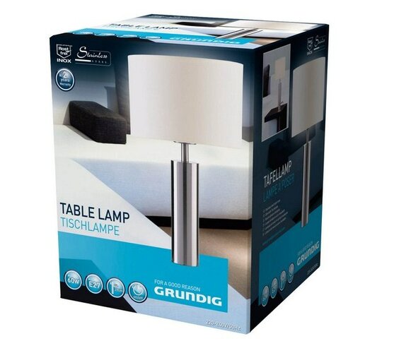 Stolní lampa Grundig 39 cm, bílá + chrom