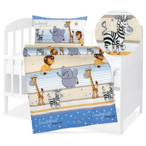 Bellatex Baby crepe lenjerie de pat Agata Safarialbastru, 90 x 135 cm, 45 x 60 cm