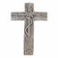 Decorație funerară Cruce cu frunze, imitație delemn, poliresină, 11 x 21 x 2 cm