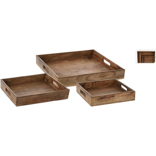 Komplet servirnih pladnjev Mango kvadrat, 3 kos