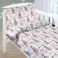 Бавовняна постільна білизна для дитячого ліжечка Сована гілці, 90 x 135 см, 45 x 60 см