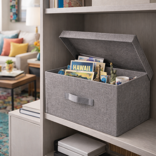 Skládací úložný box s odklopným víkem 39 × 29 × 19 cm