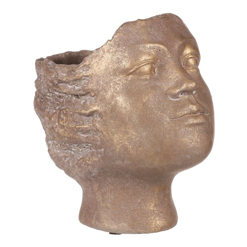 Betoncserép fej, réz, átmérő 14 cm , 18 x 14 x 19cm